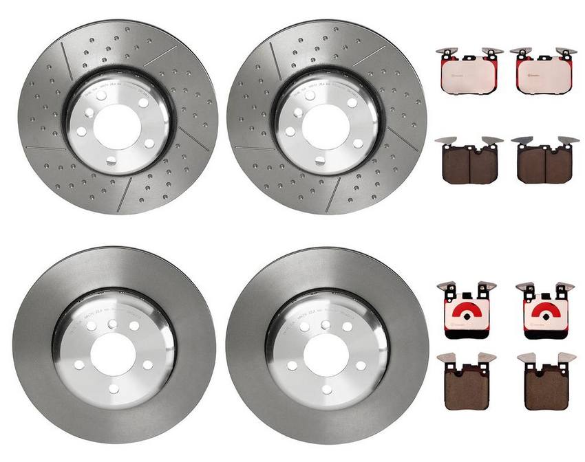 BMW Brembo Brake Kit - Pads &  Rotors Front and Rear (340mm/345mm) (Ceramic) 34218099354 - Brembo 3084165KIT